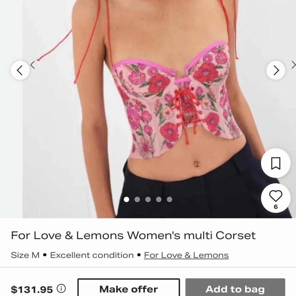 For Love And Lemons Floral Pink Corset Top - Picture 8 of 8